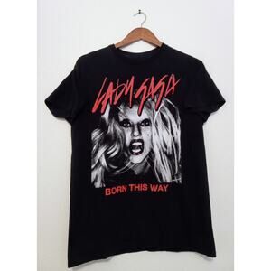 Lady Gaga Born This Way Official Black Graphic Tee Shirt Pop Band Shirt SZ M